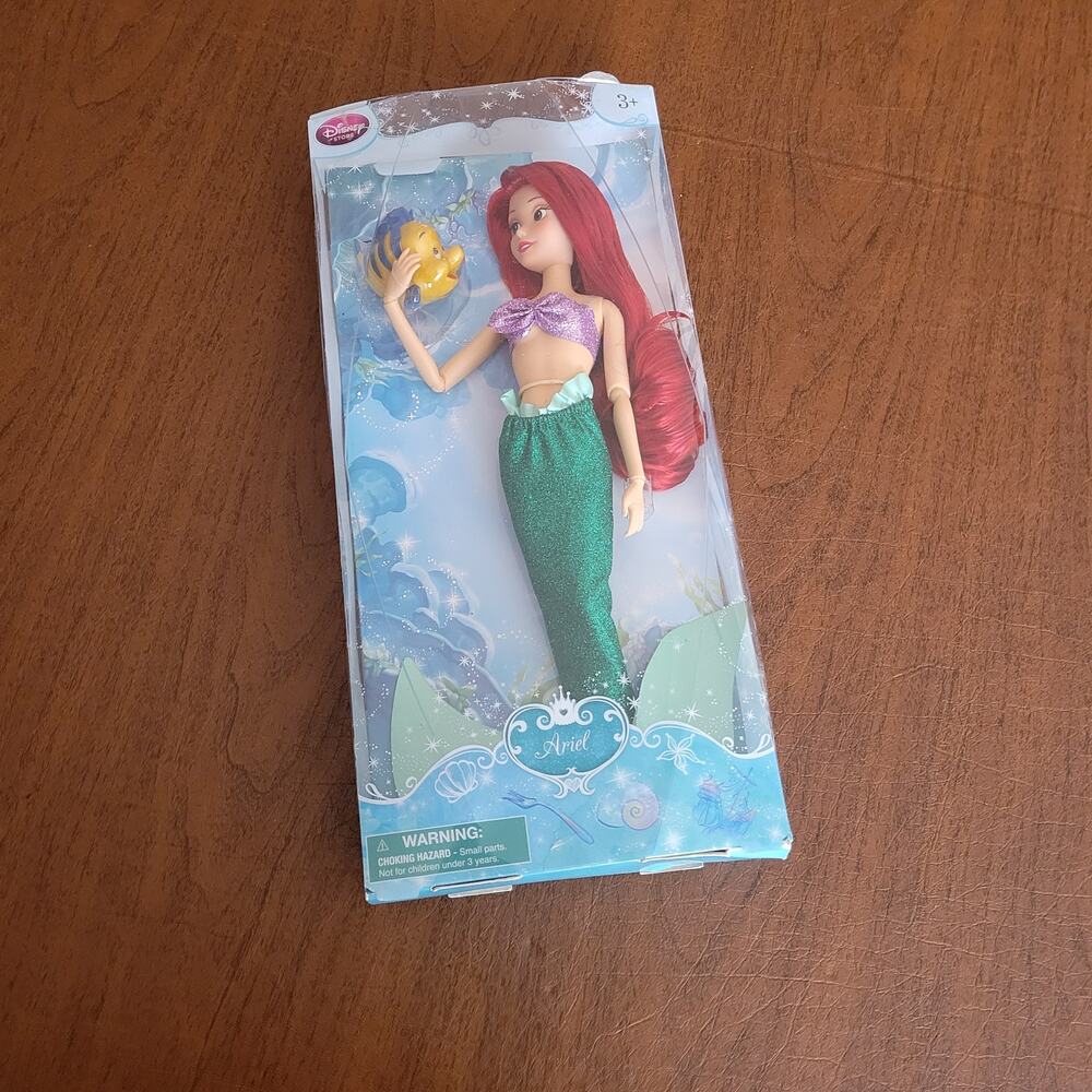 Disney Store The Little Mermaid 12'' Ariel Doll with Flounder New in Box